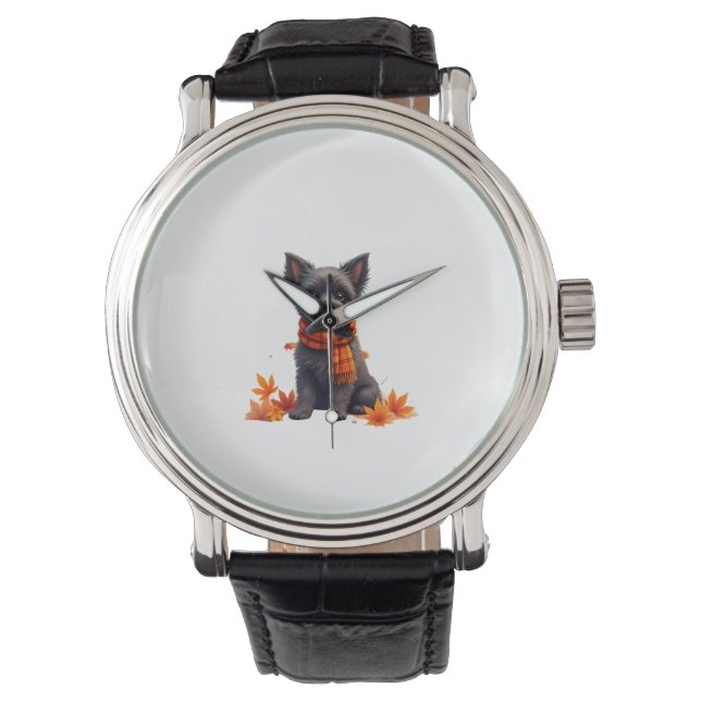 Montre Affenpinscher Au Coeur Fait De Feuilles D'Automne (devant)
