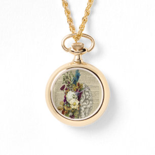 Montre affiche d'anatomie du cerveau floral médical