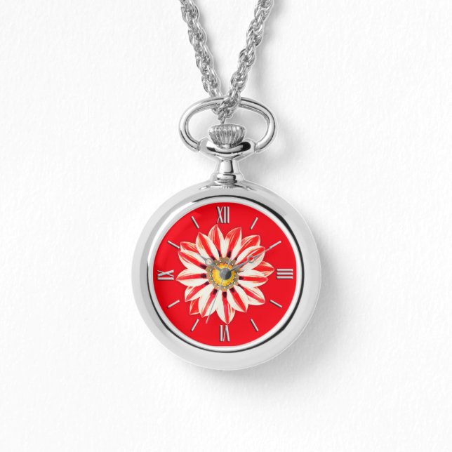 Montre Afrique / Gazania - Rouge et blanc rayé (Recto)