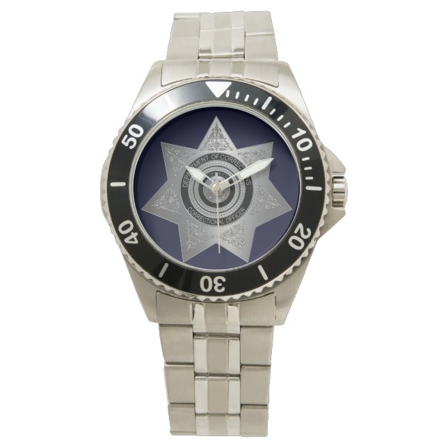 Montre Agent correctionnel Badge Silver Wrist Watch (devant)