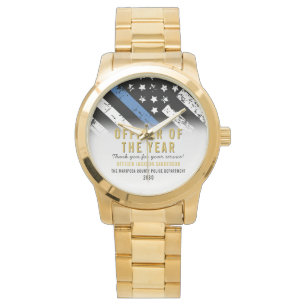 Montre Agent de police de l'année Ligne bleue Drapeau Emp