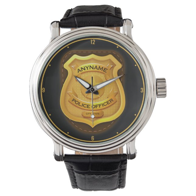 Montre Agent de police personnalisé Sheriff Cop NAME Badg (devant)