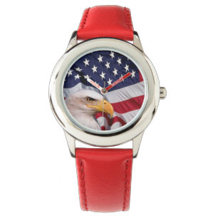 Montre Aigle à tête blanche avec drapeau américain