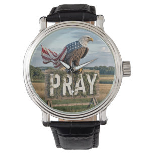Montre Aigle à tête blanche avec signe de prière rustique