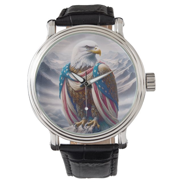 Montre Aigle à tête blanche avec une larme portant un dra (devant)