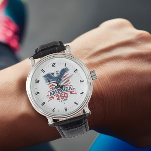 Montre Aigle américain patriotique 250e anniversaire amus