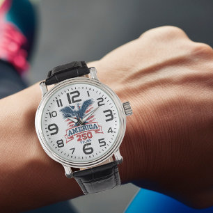 Montre Aigle américain patriotique 250e anniversaire amus