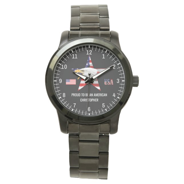 Montre Aigle Brave, Drapeau Américain, Patriotique (devant)
