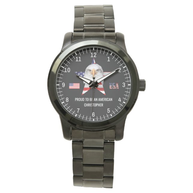 Montre Aigle Élégant, Drapeau Américain, Patriotique (devant)