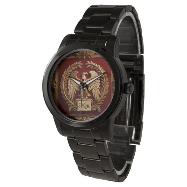 Montre Aigle impérial romain d'or sur le rouge no 4 (Incliné)