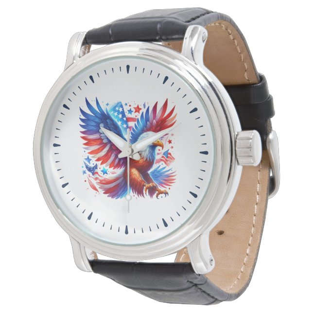 Montre Aigle Patriotique Américain Rouge Blanc Bleu (Incliné)