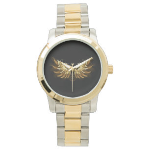 Montre Ailes d'Ange d'or sur arrière - plan noir