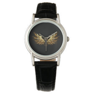 Montre Ailes d'Ange d'or sur arrière - plan noir
