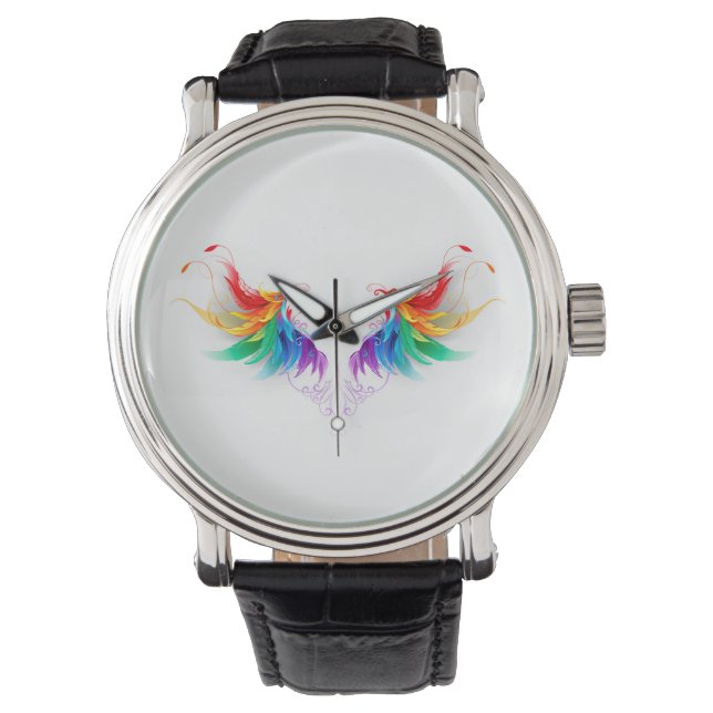 Montre Ailes fluffy arc-en-ciel (devant)