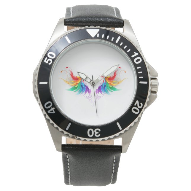 Montre Ailes fluffy arc-en-ciel (devant)