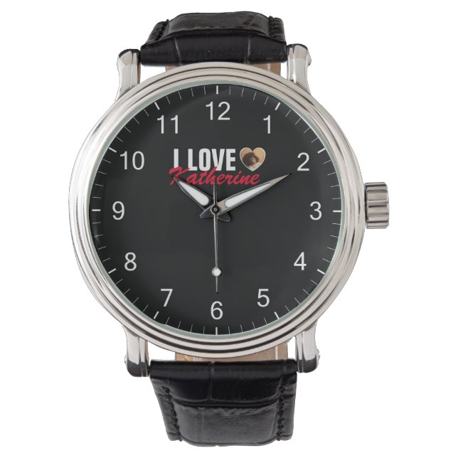 Montre Aimer Photo personnalisée Coeur et nom Poster (devant)
