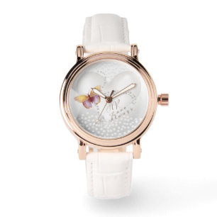Montre Aimer toujours Papillon cardiaque Argent