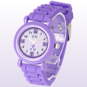 Montre Ajouter les coeurs initiales enfants violets