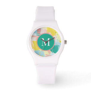 Montre Ajouter votre initiale   Abstrait visage frais