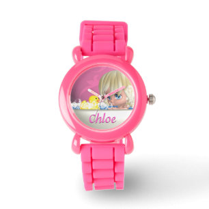 Montre Ajouter votre nom enfant / Parties scintillant Wat