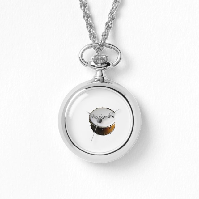 Montre Ajouter votre nom texte brun noir tambour battemen (Recto)