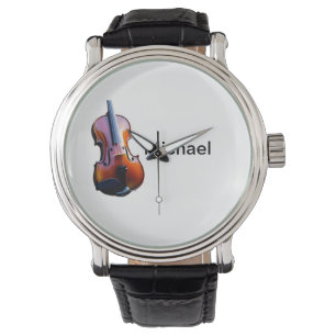 Montre Ajouter votre nom texte brun violon musique amoure