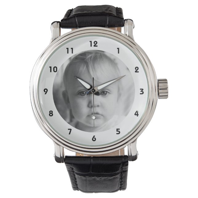Montre Ajouter votre photo memento pour Papa blanc (devant)