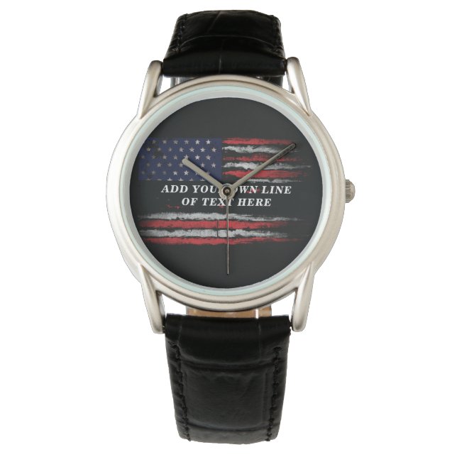 Montre Ajouter votre propre texte sur grunge American fla (devant)