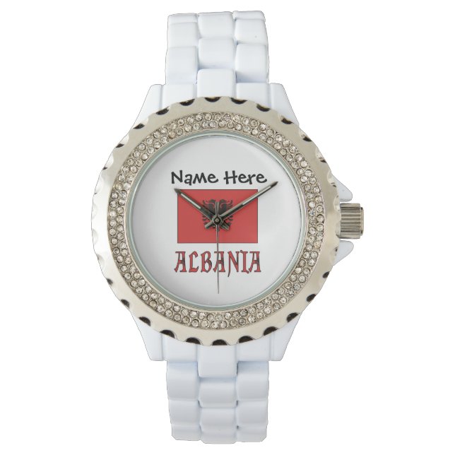 Montre Albanie et drapeau albanais Personnalisé (devant)