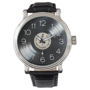 Montre Album Black Vinyl Record Avec Citation