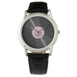 Montre Album de disque de vinyle rose vintage Retro Watch