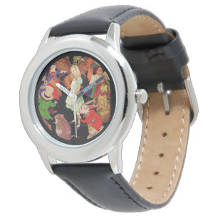 Montre Alice a entouré par des caractères du pays des