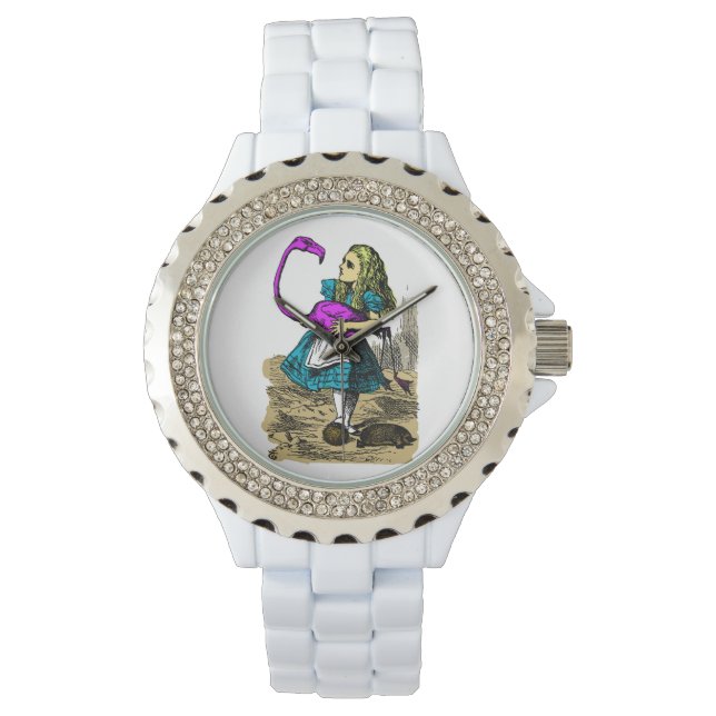 Montre Alice au pays des merveilles Flamant rose rose (devant)