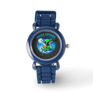Montre Alien amoureux de la pizza sur la Lune | Cosmic am