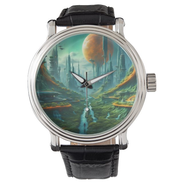 Montre Alien Nature & Futuriste Ville Surreal Sci-Fi Art (devant)
