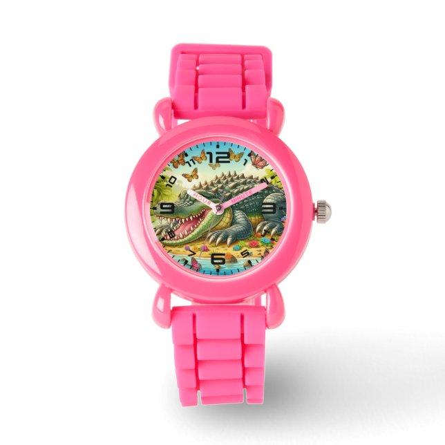 Montre Alligator de dessin animé Regarder les enfants ros (Recto)