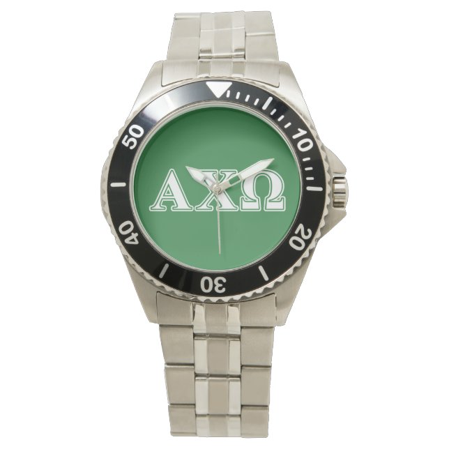 Montre Alphi Chi Omega lettres blanche et verte (devant)