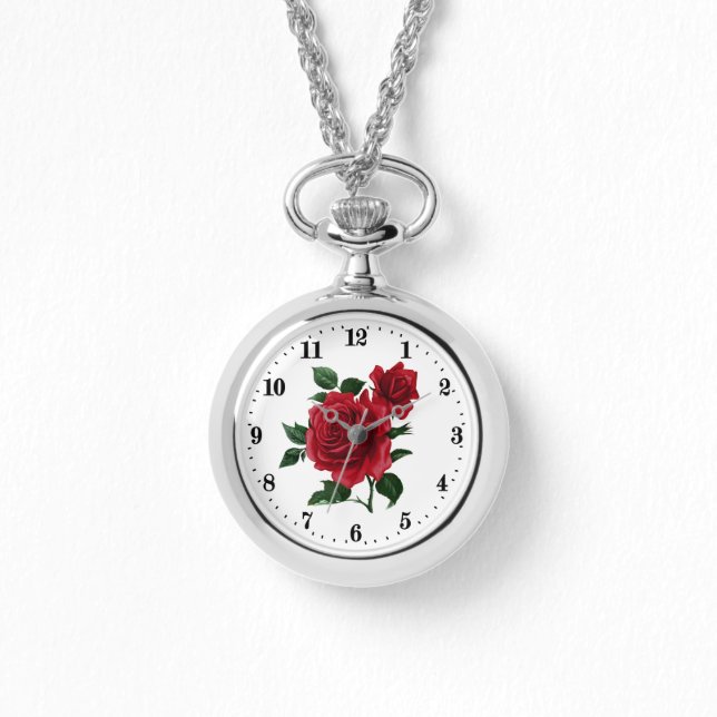 Montre Amateurs de fleurs de rose rouge mignonne (Recto)