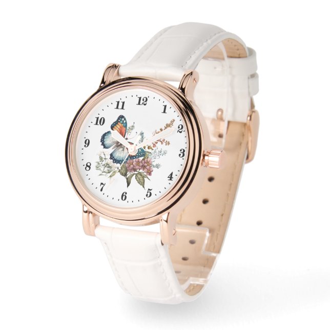 Montre Amateurs de papillon d'aquarelle (Angle)