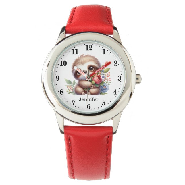 Montre Amateurs de paresse mignons ajouter un nom (devant)