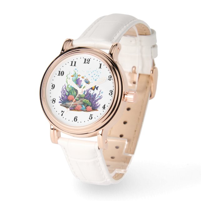 Montre Amateurs de poissons de plage Cute (Angle)