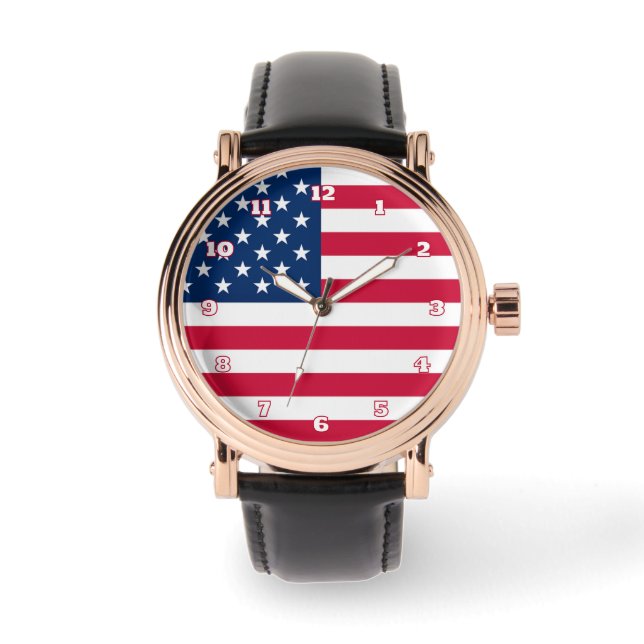 Montre American Flag Watch cadeau USA Patriotic (Recto)