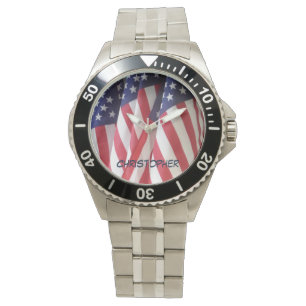 Montre American Flags Wrist Watch, Nom personnalisé
