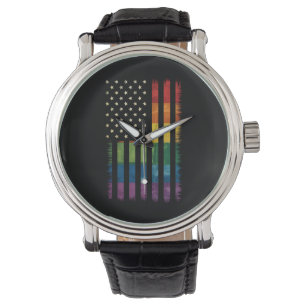 Montre American USA Flag Rainbow Pride gay lesbienne LGBT