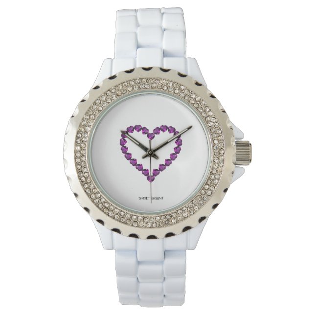 Montre Améthyste Gemstone Coeur pourpre (devant)