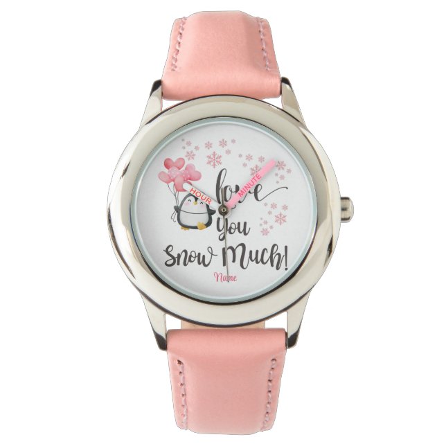 Montre Amour - Cute Valentine Penguin Personnalisé (devant)