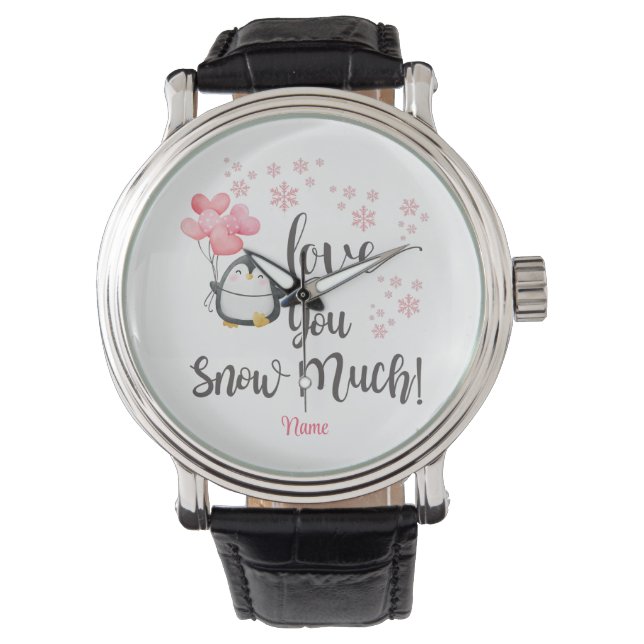 Montre Amour - Cute Valentine Penguin Personnalisé (devant)