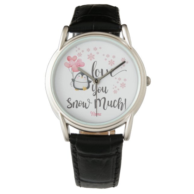 Montre Amour - Cute Valentine Penguin Personnalisé (devant)