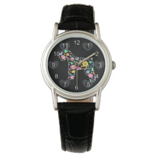 Montre Amour mignon ma conception florale de Schnauzer