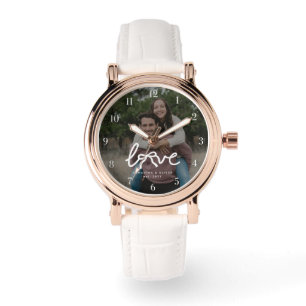 Montre Amour Moderne Couple Typographie Photo Personnalis